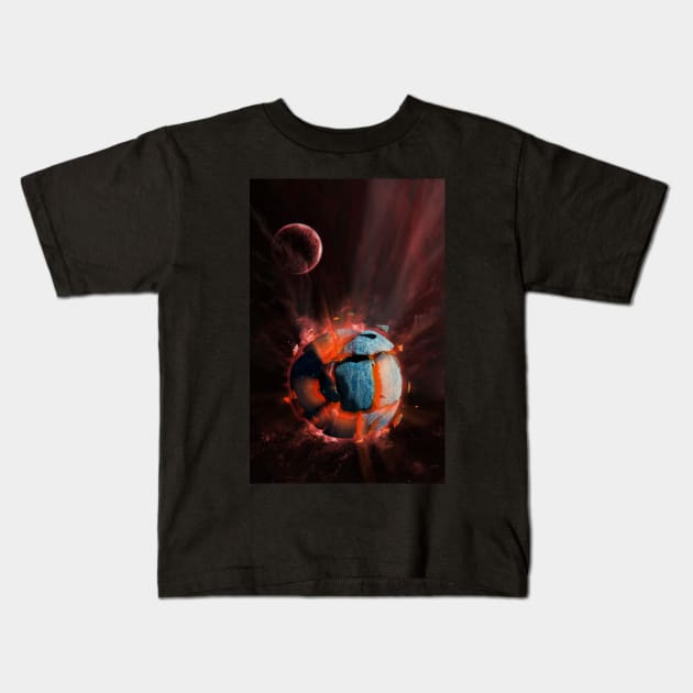 Exploding Planet Kids T-Shirt by Packrat